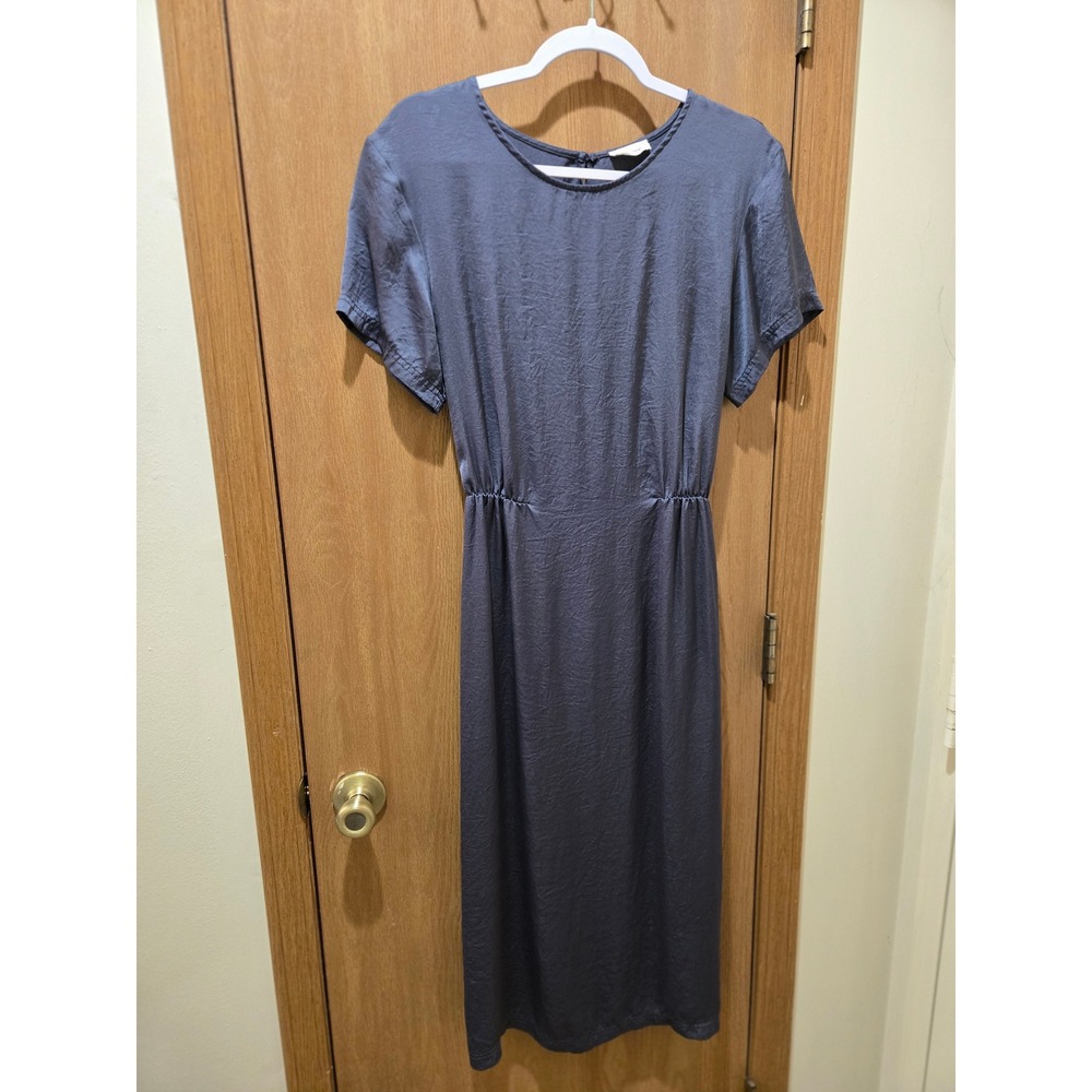 American Vintage Midi Dress Womens M Blue Excellent Cinched Acetate G/WID14J